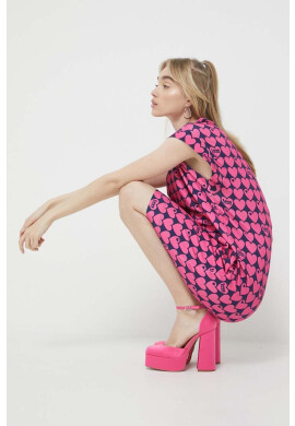 Love Moschino Рокля в розово къс модел с уголемена кройка - Pepit.bg