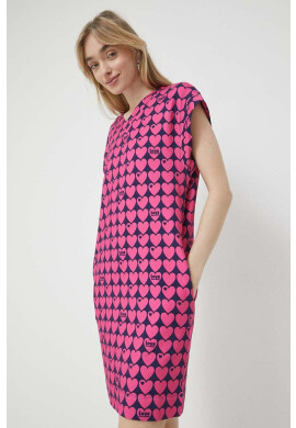 Love Moschino Рокля в розово къс модел с уголемена кройка - Pepit.bg
