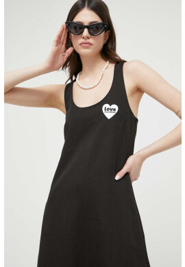 Love Moschino Рокля с лен в черно дълъг модел с кройка по тялото - Pepit.bg