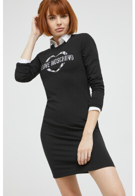 Love Moschino Рокля в черно къс модел с кройка по тялото - Pepit.bg
