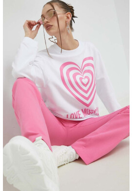 Love Moschino Суичър в бяло с принт - Pepit.bg