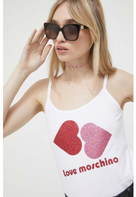 Love Moschino Топ дамски в бяло - Pepit.bg