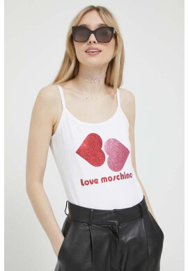 Love Moschino Топ дамски в бяло - Pepit.bg