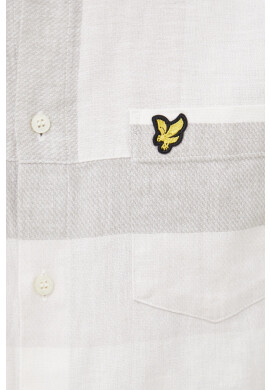 Lyle & Scott Ленена риза мъжка в сиво със стандартна кройка с класическа яка - Pepit.bg