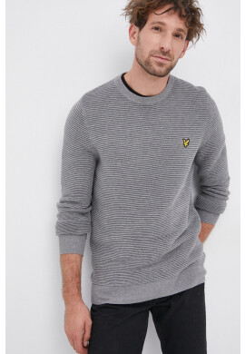 Lyle & Scott Памучен пуловер мъжки в сиво от лека материя - Pepit.bg