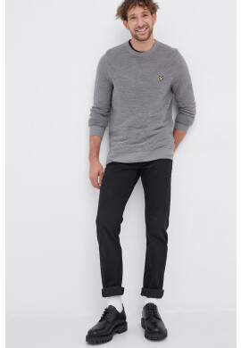 Lyle & Scott Памучен пуловер мъжки в сиво от лека материя - Pepit.bg