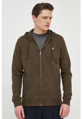 Lyle & Scott Памучен суичър в зелено с качулка с изчистен дизайн - Pepit.bg