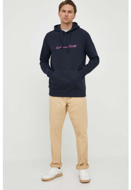 Lyle & Scott Памучен суичър в тъмносиньо с качулка с апликация - Pepit.bg