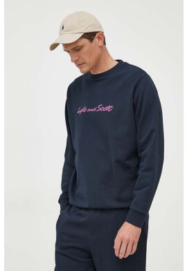 Lyle & Scott Памучен суичър в тъмносиньо с апликация - Pepit.bg
