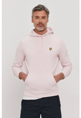 Lyle & Scott Памучен суичър мъжки в розово с изчистен дизайн - Pepit.bg