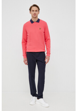 Lyle & Scott Памучен суичър мъжка в розово с изчистен дизайн - Pepit.bg