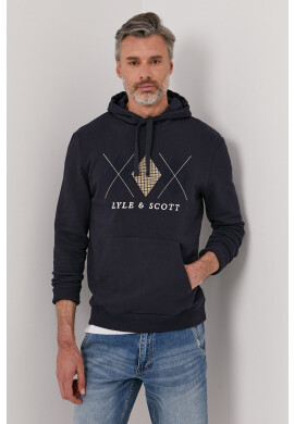 Lyle & Scott Памучен суичър мъжки в тъмносиньо с апликация - Pepit.bg
