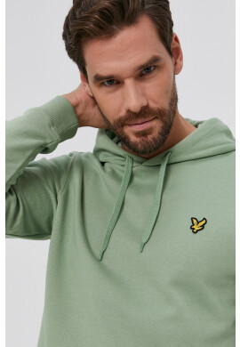 Lyle & Scott Памучен суичър мъжки в зелено с изчистен дизайн - Pepit.bg