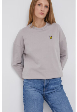 Lyle & Scott Памучен суичър дамски в сиво с изчистен дизайн - Pepit.bg