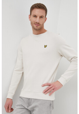 Lyle & Scott Памучен суичър мъжка в бежово с изчистен дизайн - Pepit.bg