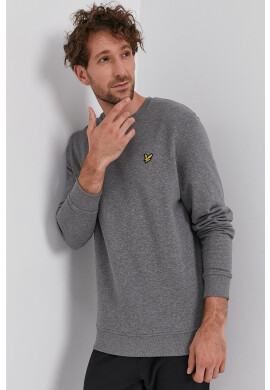 Lyle & Scott Памучен суичър мъжки в сиво с изчистен дизайн - Pepit.bg
