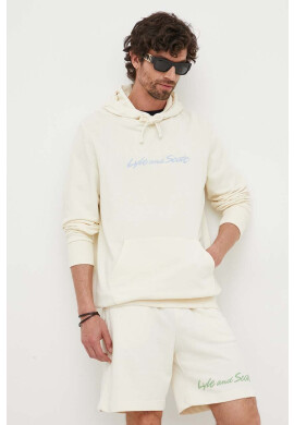 Lyle & Scott Памучен суичър в жълто с качулка с апликация - Pepit.bg