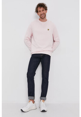 Lyle & Scott Памучен суичър мъжки в розово с изчистен дизайн - Pepit.bg