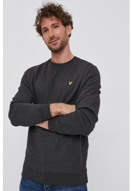 Lyle & Scott Памучен суичър мъжки в сиво с изчистен дизайн - Pepit.bg