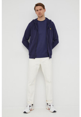 Lyle & Scott Памучен суичър мъжка в тъмносиньо с изчистен дизайн - Pepit.bg