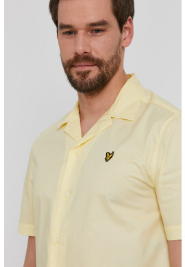 Lyle & Scott Памучна риза мъжка в жълто със стандартна кройка с класическа яка - Pepit.bg