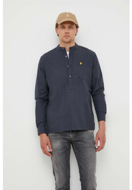 Lyle & Scott Памучна риза мъжка в тъмносиньо със стандартна кройка - Pepit.bg
