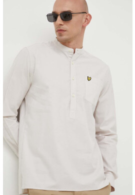 Lyle & Scott Памучна риза мъжка в бежово със стандартна кройка - Pepit.bg