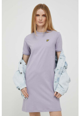 Lyle & Scott Памучна рокля в лилаво къс модел със стандартна кройка - Pepit.bg