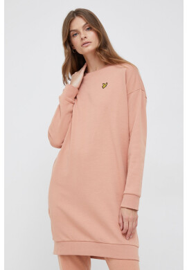 Lyle & Scott Памучна рокля в оранжево къс модел със стандартна кройка - Pepit.bg