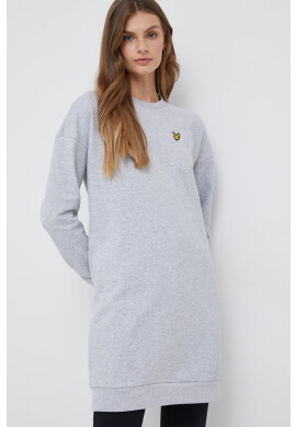 Lyle & Scott Памучна рокля в сиво къс модел със стандартна кройка - Pepit.bg