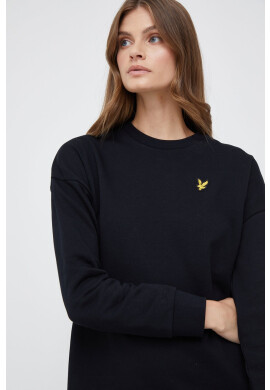 Lyle & Scott Памучна рокля в черно къс модел със стандартна кройка - Pepit.bg