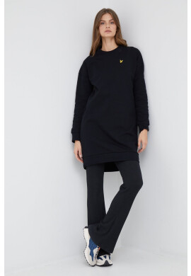 Lyle & Scott Памучна рокля в черно къс модел със стандартна кройка - Pepit.bg