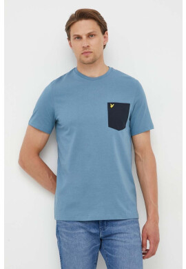 Lyle & Scott Памучна тениска в синьо с десен - Pepit.bg