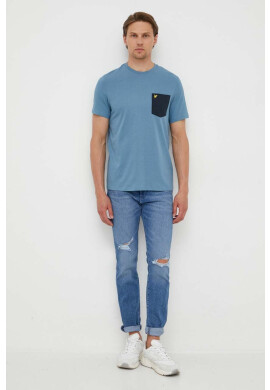 Lyle & Scott Памучна тениска в синьо с десен - Pepit.bg