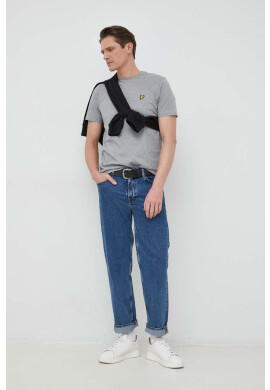 Lyle & Scott Памучна тениска в сиво меланж на - Pepit.bg
