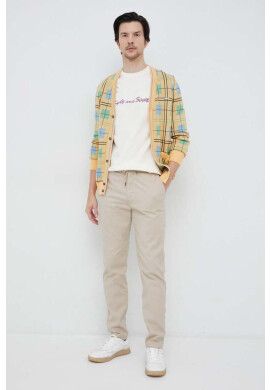 Lyle & Scott Памучна тениска в бежово с апликация - Pepit.bg