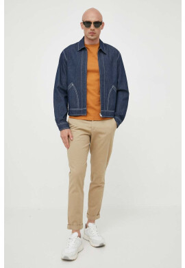 Lyle & Scott Памучна тениска в кафяво с изчистен дизайн - Pepit.bg