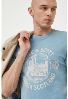Lyle & Scott Памучна тениска в синьо с принт - Pepit.bg