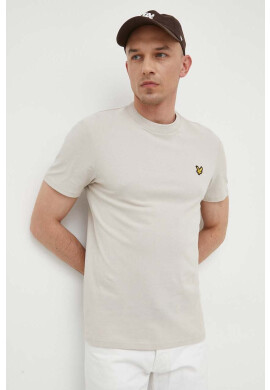 Lyle & Scott Памучна тениска в бежово с изчистен дизайн - Pepit.bg