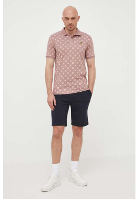 Lyle & Scott Памучна тениска с яка в розово с десен - Pepit.bg