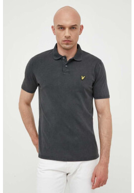 Lyle & Scott Памучна тениска с яка в зелено с изчистен дизайн - Pepit.bg