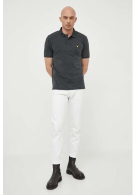 Lyle & Scott Памучна тениска с яка в зелено с изчистен дизайн - Pepit.bg