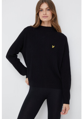Lyle & Scott Пуловер с вълна мъжки в черно от лека материя - Pepit.bg