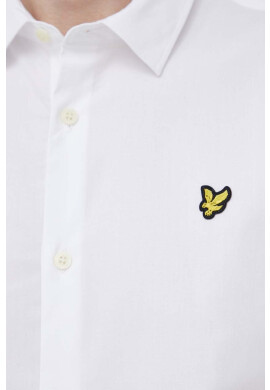 Lyle & Scott Риза мъжка в бяло с кройка по тялото с класическа яка - Pepit.bg