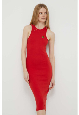 Lyle & Scott Рокля в червено среднодълъг модел с кройка по тялото - Pepit.bg