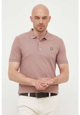 Lyle & Scott Тениска с яка в розово с изчистен дизайн - Pepit.bg
