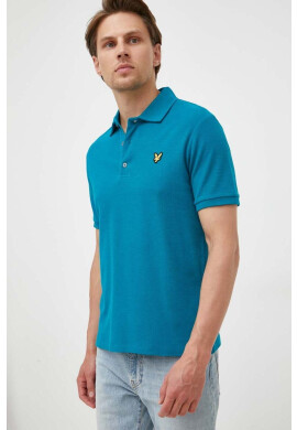 Lyle & Scott Тениска с яка в синьо с изчистен дизайн - Pepit.bg