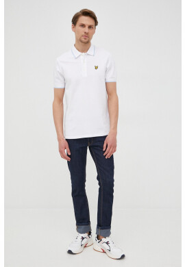 Lyle & Scott Тениска с яка мъжки в бяло с изчистен дизайн - Pepit.bg