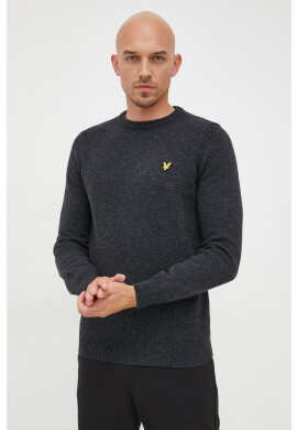 Lyle & Scott Вълнен пуловер мъжки в сиво от лека материя - Pepit.bg