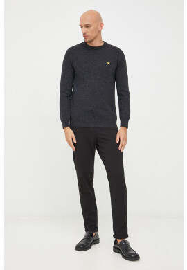 Lyle & Scott Вълнен пуловер мъжки в сиво от лека материя - Pepit.bg
